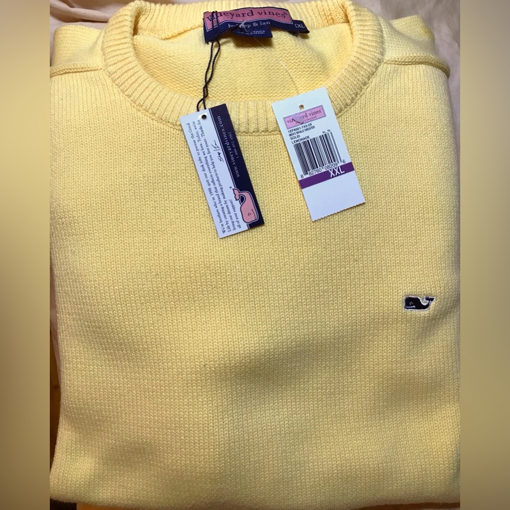 Vineyard Vines Men's Classic Nantucket Yellow Crewneck Saddle Sweater